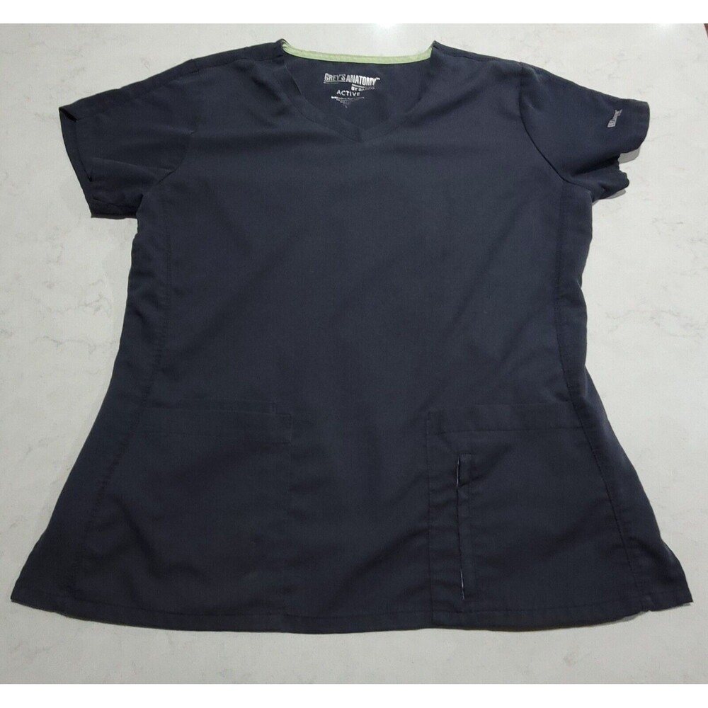 Grey’s Anatomy Scrubs By Barco V-Neck Top Charcoal Gray Woman's Size Large NWOT